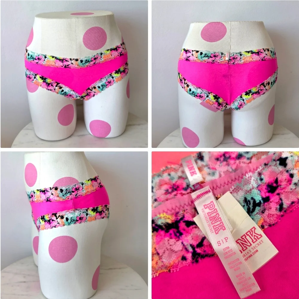 Victoria's Secret PINK VTG Extra Low Rise Cheeky Panty Rainbow Floral Lace NWT - Picture 12 of 13